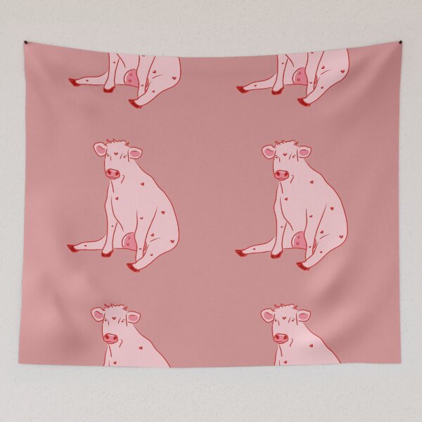 Item preview, pink cow with red hearts designed and sold by Pauli-.