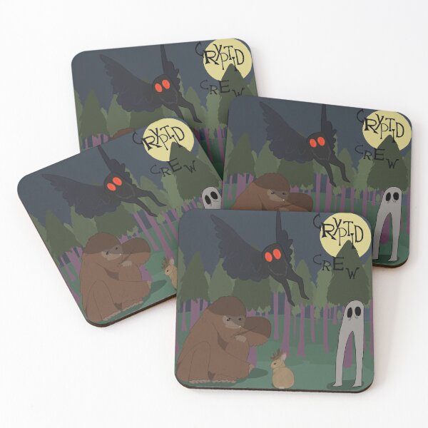 Item preview, The Cryptid Crew, Mothman, Bigfoot, Fresno nightcrawler and jackalope  designed and sold by AngstyAlienArt.