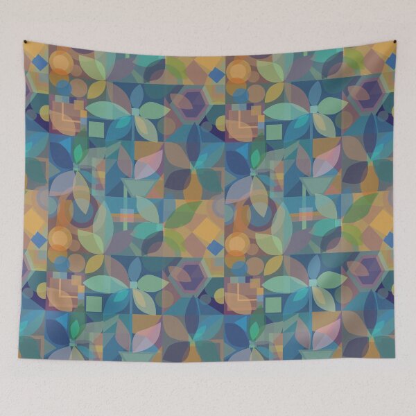 Item preview, Geometric Floral Abstract, brown and blue tones designed and sold by Palifino.