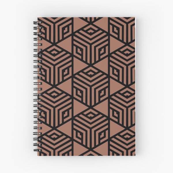 Artikelvorschau, Clay Brown und Black Stripe Cube Tile Pattern Coordinates w / Behr Popular Color 2022 Perfect Penny S180-6 entworfen und verkauft von ColorOfTheYears.