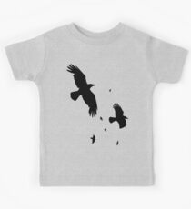 A Murder of Crows In Flight Vector Silhouette Kids Tee
