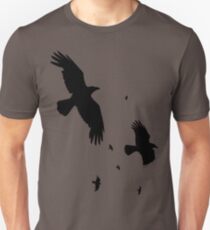 A Murder of Crows In Flight Vector Silhouette Unisex T-Shirt
