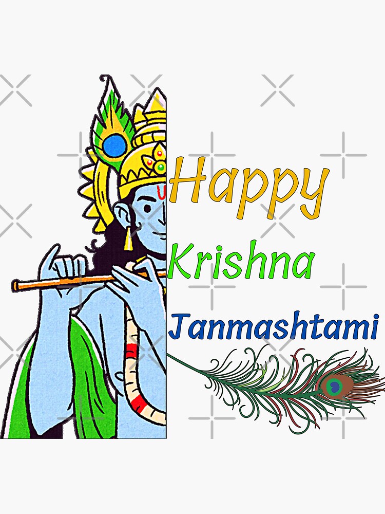 Hand draw sketch lord krishna in happy janmashtami holiday background  9967653 Vector Art at Vecteezy