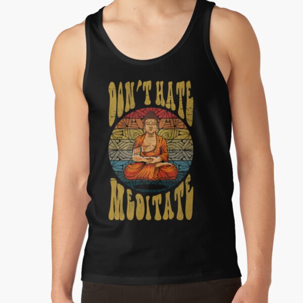 Buddha Design Meditation Retro Vintage Yoga Tank Top