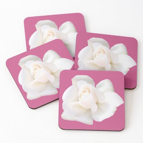Item preview, White Sugar Moon Rose Close-up on Bright Pink designed and sold by InalterataArt.