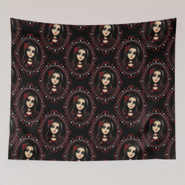 Item preview, Girl with Red Roses Gothic Girl Portrait designed and sold by DeneboArt.