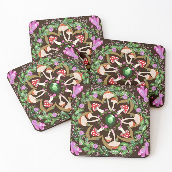 Item preview, Charming Spotted Mushrooms and Crystals Woodland Cottagecore designed and sold by silvaris.