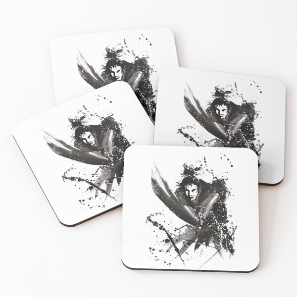 Item preview, Japanese Bushi Samurai Black and White Watercolor designed and sold by Born-to-Rock.