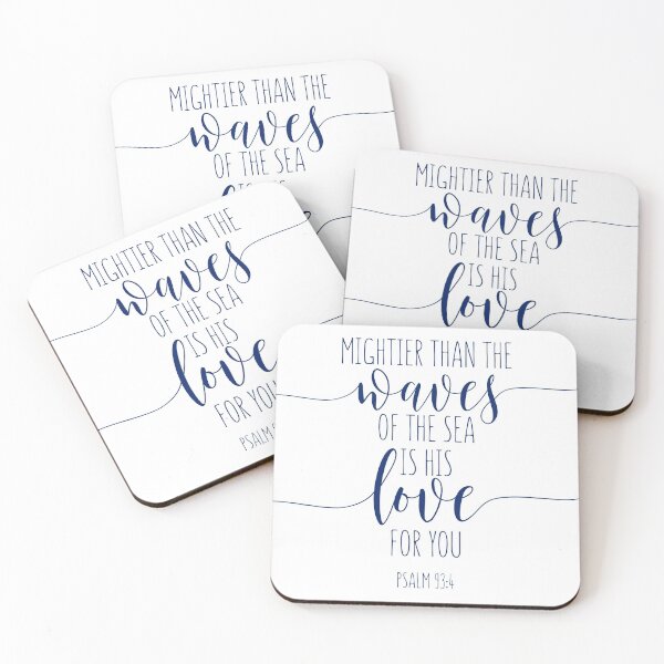Item preview, Mightier Than The Waves Of The Sea, Psalm 93:4, Bible Verse, Christian Gift, Kids Room Decor, Navy Blue designed and sold by aenaonartwork.