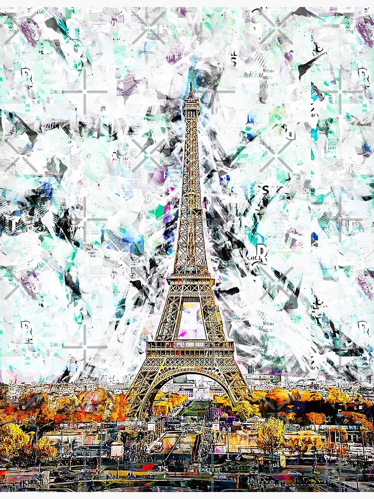 Disover Eiffel Tower Collage Art Premium Matte Vertical Poster