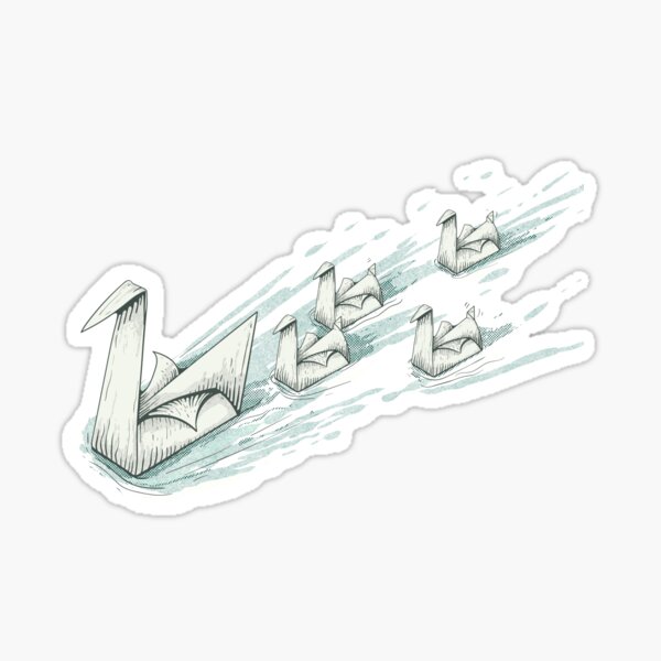 Origami duck and babies Sticker