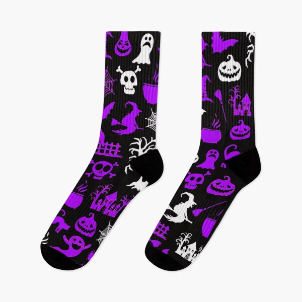 Item preview, Halloween Pattern - Skull Pumpkin Bats Witches Cats Trees Purple designed and sold by WearWolfDesigns.