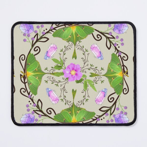 Item preview, Luna Moth Garden Beautiful Moon Moth and Crystals designed and sold by silvaris.