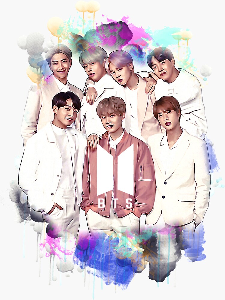 BTS all together colorful art 