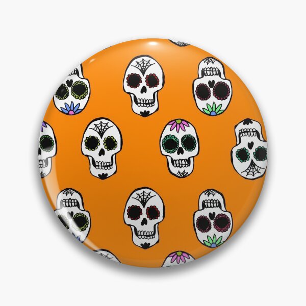 Item preview, Orange Halloween Sugar Skull Pattern  designed and sold by Julie Erin Designs.