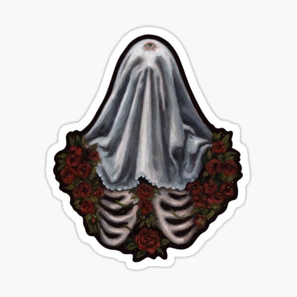 Lonely Ghost Skeleton Dark Surreal Gouache Sticker
