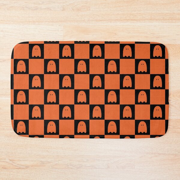 Item preview, Checkered Orange and black ghost Pattern | Halloween Cute and spooky ghosts Pattern | Halloween decor and gifts designed and sold by Violet Treasures.