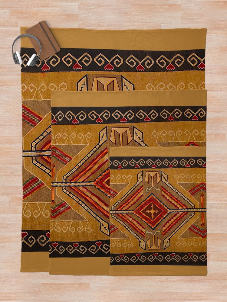 "Navajo Blanket pattern,southwestern art, red, yellow,brown Throw