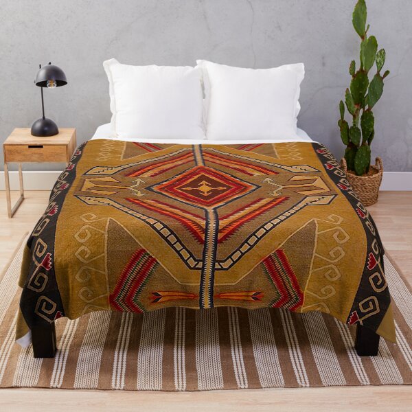 Aperçu de l'œuvre Motif de couverture Navajo, art du sud-ouest, rouge, jaune, marron Plaid, motif du sud-ouest, amérindien, créée et vendue par Nostrathomas66.