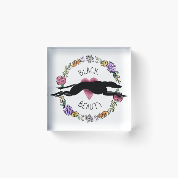 Black beauty greyhound sight hound flower wreath Acrylic Block