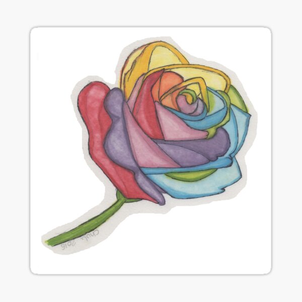 Rainbow Rose Sticker