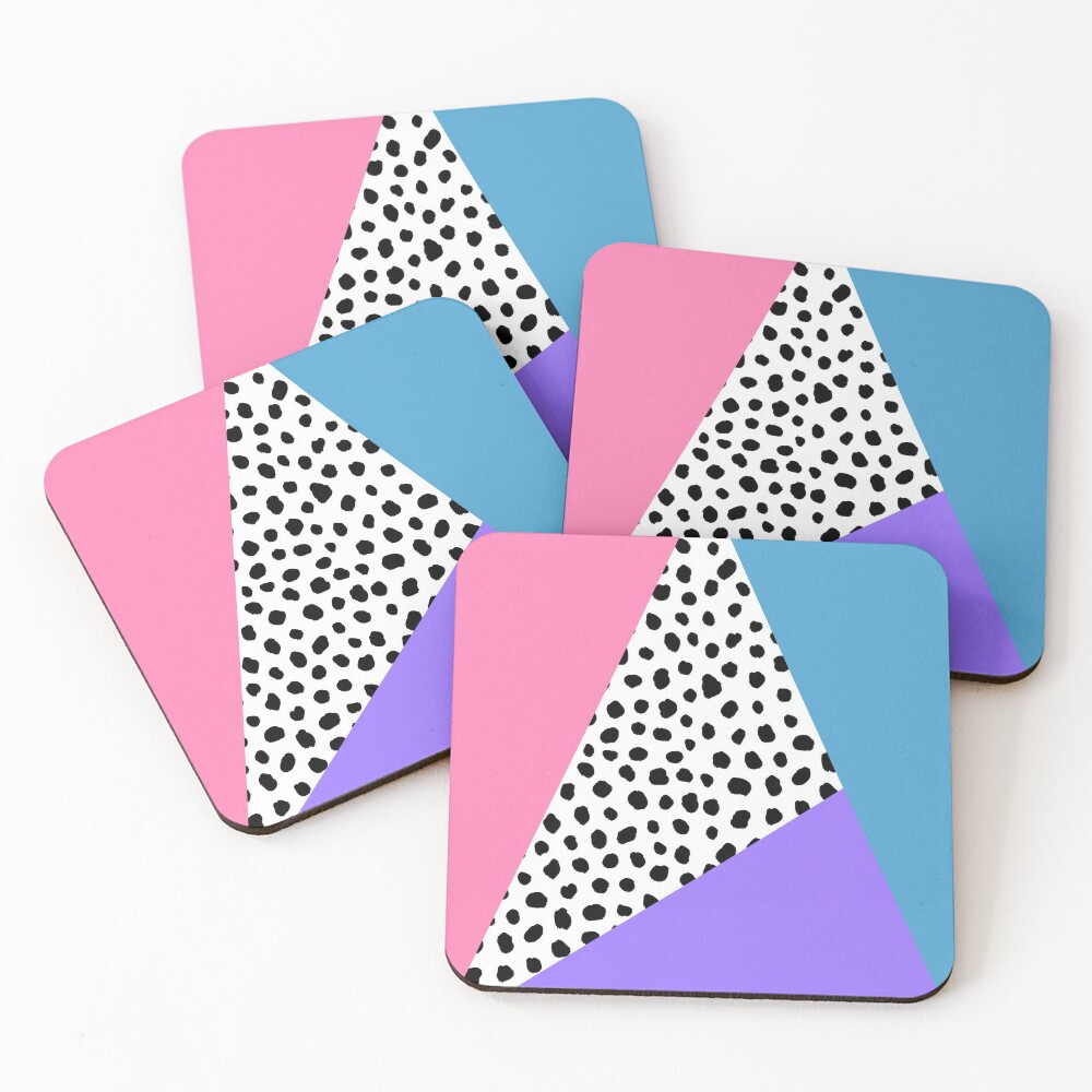 Geometric Polka Dot, Pink, Purple and Blue Shades  Coasters (Set of 4)
