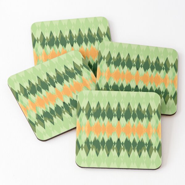 Item preview, Green and orange abstract argyle diamond pattern designed and sold by BLMcreations.