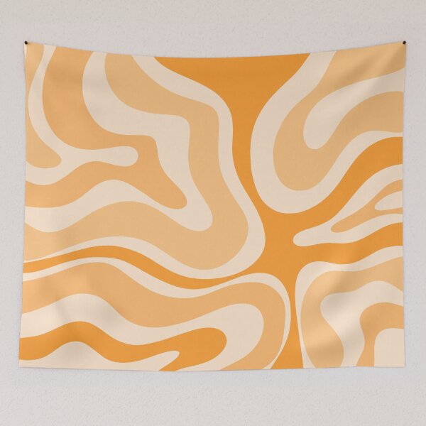 Item preview, Modern Retro Liquid Swirl Abstract in Light Pumpkin Orange designed and sold by kierkegaard.