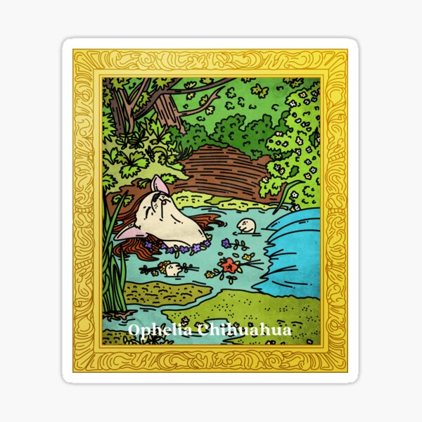 Funny Famous Paintings Featuring Dogs-Ophelia Sticker