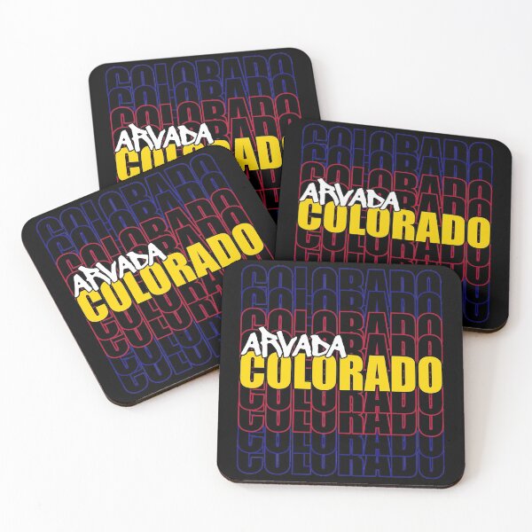 Arvada Colorado State Flag Typography Coasters (Set of 4)