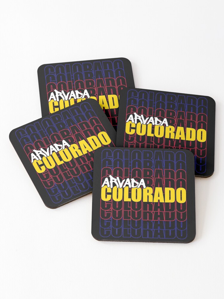 Thumbnail 1 of 5, Coasters (Set of 4), Arvada Colorado State Flag Typography designed and sold by that5280lady.