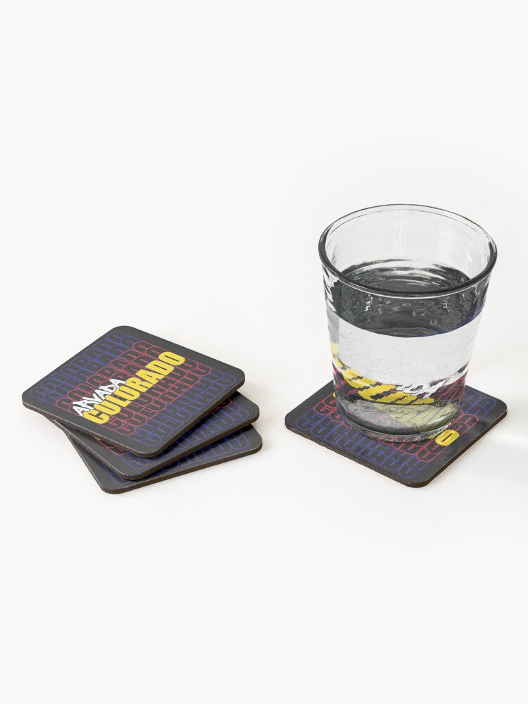 Thumbnail 2 of 5, Coasters (Set of 4), Arvada Colorado State Flag Typography designed and sold by that5280lady.