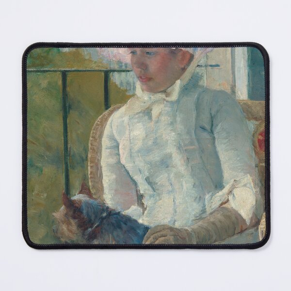 Young Girl at a Window With Dog Oil Painting by Mary Stevenson Cassatt Mouse Pad