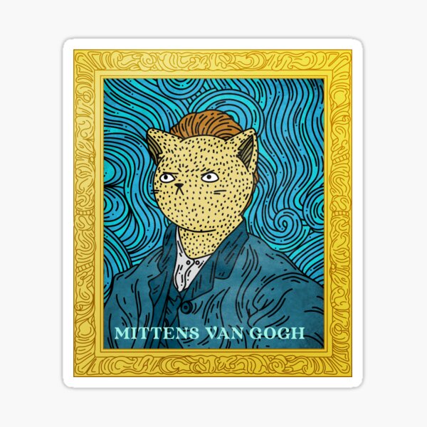 Funny Famous Paintings Featuring Cats-Vincent Van Gogh Sticker