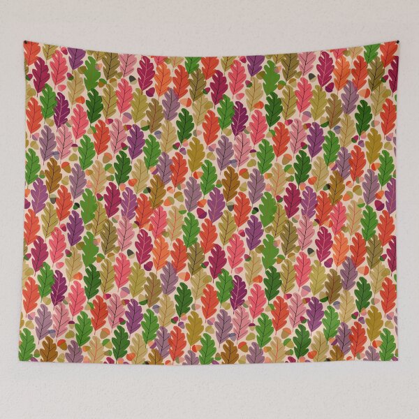 Item preview, Oak leaves with acorns, jewel tones designed and sold by Palifino.