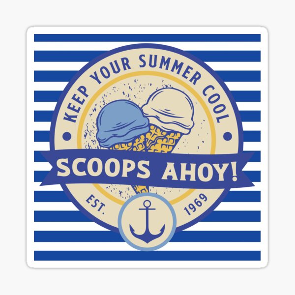 Scoops Ahoy Striped Sticker For Sale By Hillarymoore06 Redbubble