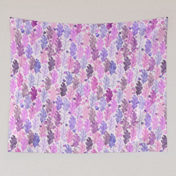 Item preview, Oak leaves with acorns, pink and violet gouache painted designed and sold by Palifino.