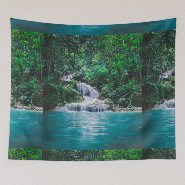 Item preview, Natural greenery waterfall blue lake water Peaceful place designed and sold by Goozy Outfits.