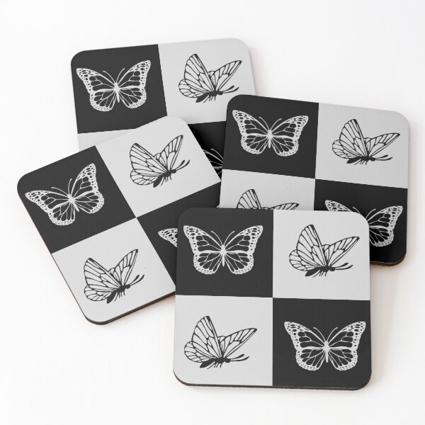 Item preview, Checkered Black and grey butterflies pattern | Checkboard Butterfly pattern designed and sold by Violet Treasures.