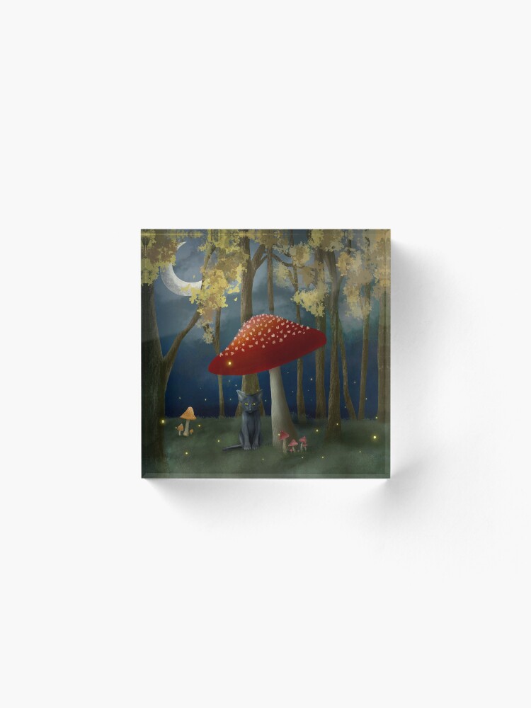 Alternate view of Black Cat in a Fairy Forest Acrylic Block
