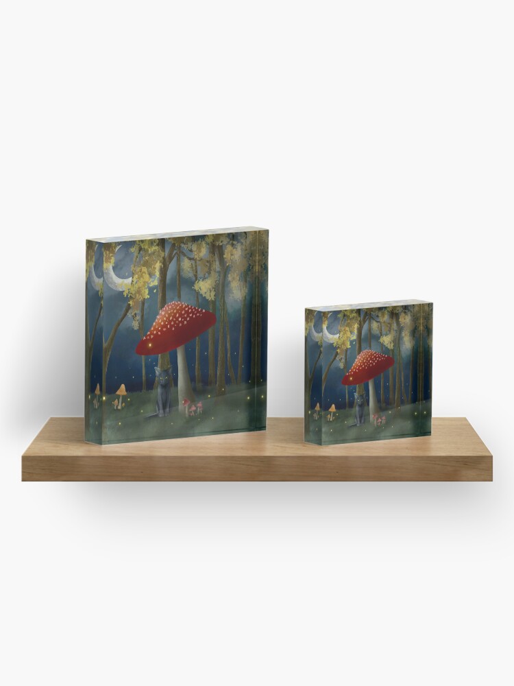 Alternate view of Black Cat in a Fairy Forest Acrylic Block