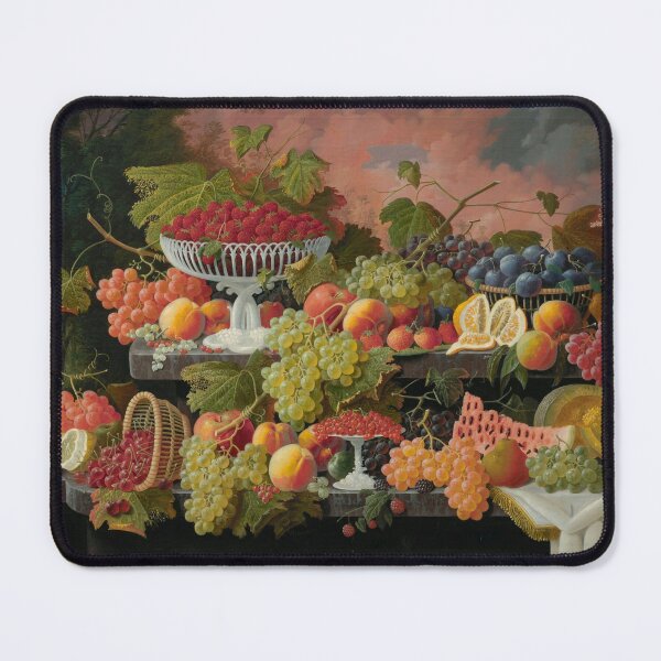 Item preview, Two-Tiered Still Life with Fruit and Sunset Landscape by Severin Roesen, American, 1867 designed and sold by Shapes-Mania.