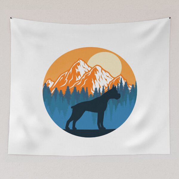 Item preview, Boxer Dog Silhouette Sunset Mountain Forest boxer lover designed and sold by alaechamlal.