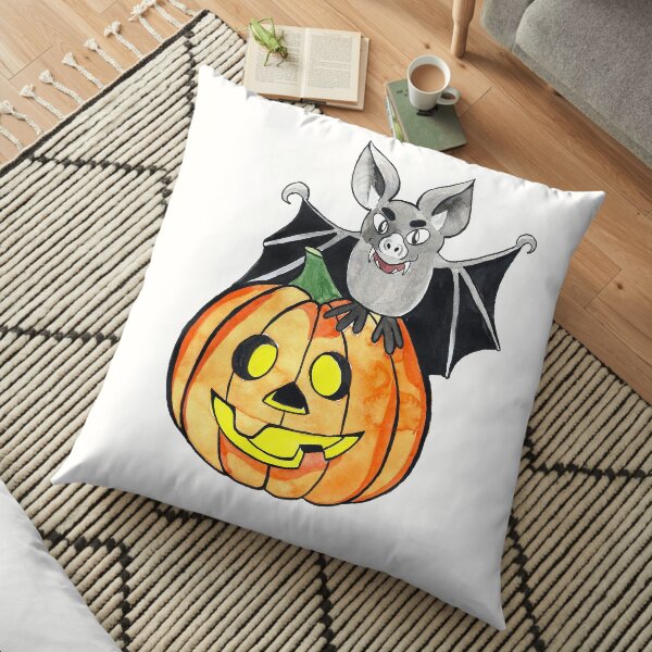 Pumpkin and bat Halloween Floor Pillow
