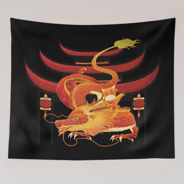Item preview, Ox Riding a Mythical Dragon  designed and sold by Red-ElYoubi.