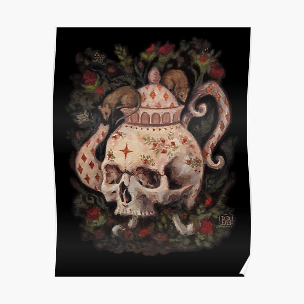 Melancholy Tea Party skull teapot Poster