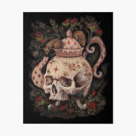 Melancholy Tea Party skull teapot Art Board Print