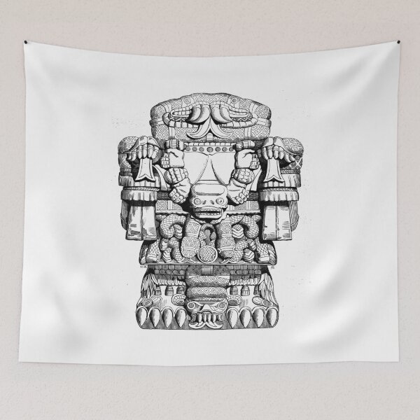 Item preview, Coatlicue Mother of Gods Aztec Statue Line Art designed and sold by signsandsymbols.