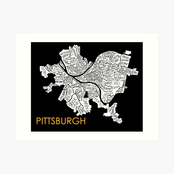 Pittsburgh neighborhood map Art Print