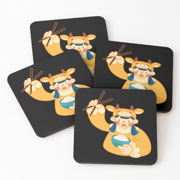 Item preview, Child in ox costume holding rice bowl and chopsticks designed and sold by Red-ElYoubi.